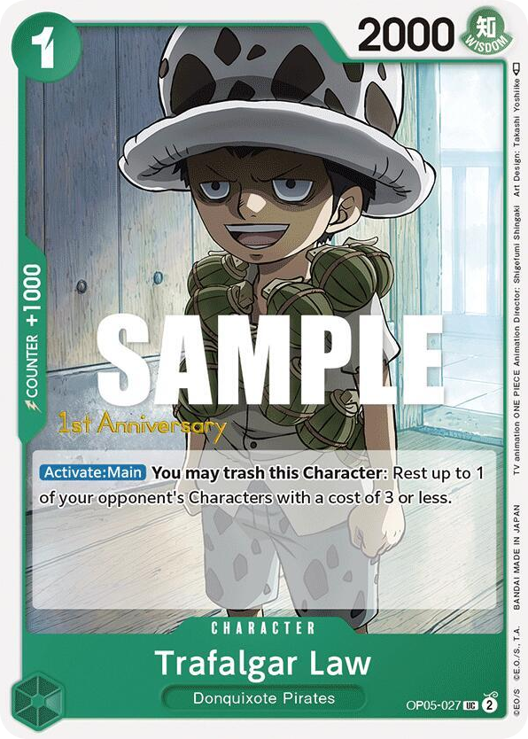 Trafalgar Law OP05-027 First Anniversary Stamp card, Awakening of the New Era