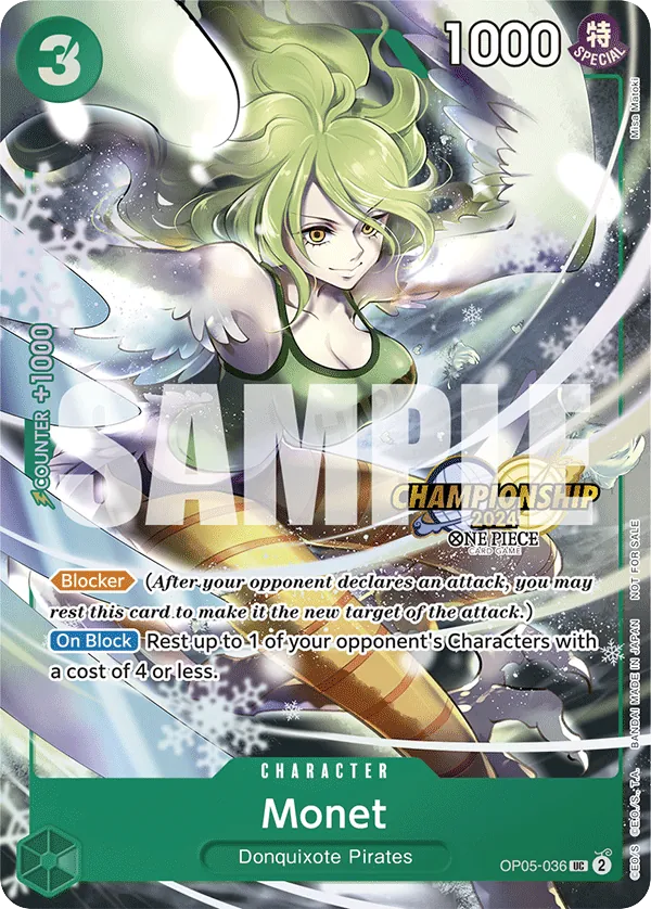 Monet OP05-036 Championship Stamp card, Awakening of the New Era