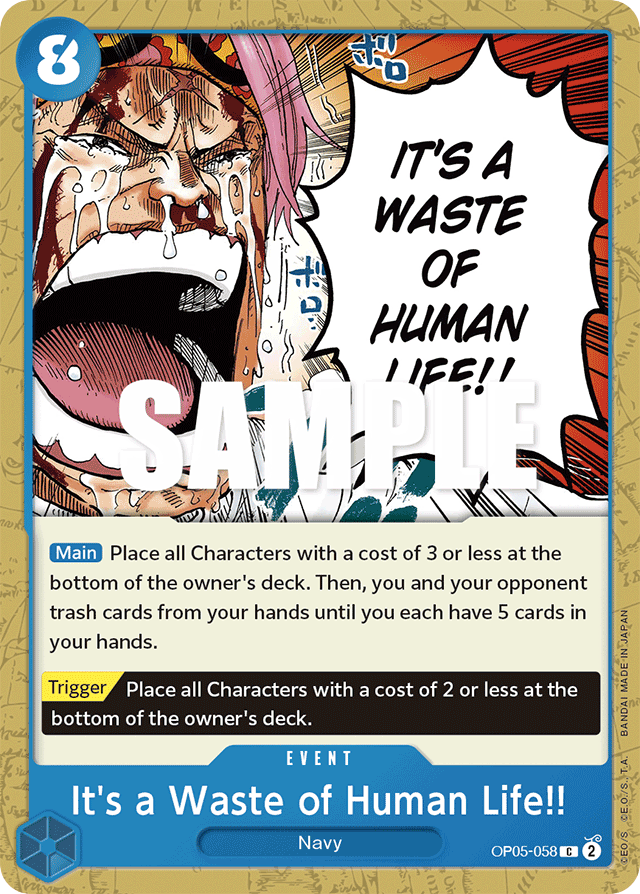 It's a Waste of Human Life!! OP05-058 card, Awakening of the New Era