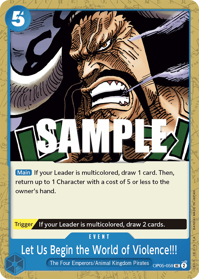 Let Us Begin the World of Violence!!! OP05-059 card, Awakening of the New Era