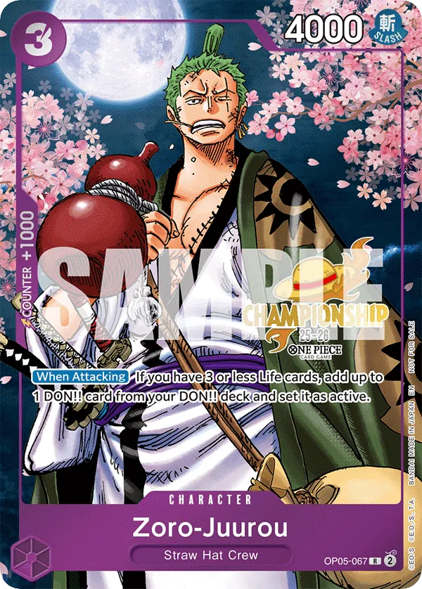 Zoro-Juurou OP05-067 Championship Stamp card, Awakening of the New Era