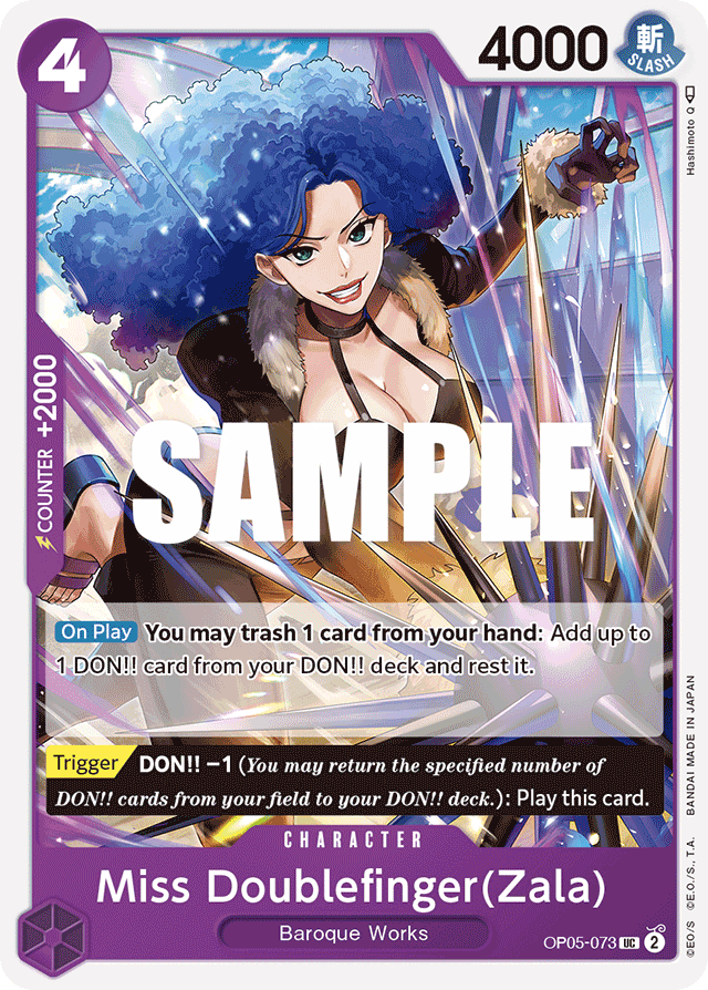 Miss Doublefinger(Zala) OP05-073 card, Awakening of the New Era