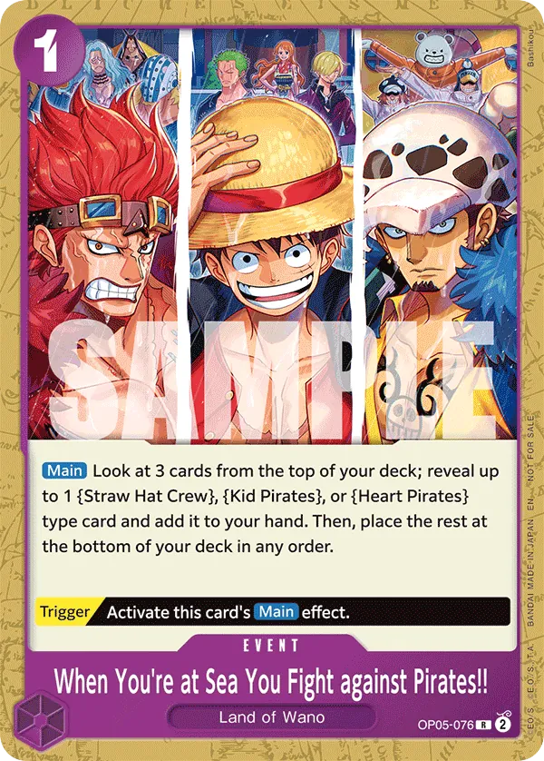 When You're at Sea You Fight against Pirates!! OP05-076 Store Qualifier Alt Art card, Awakening of the New Era