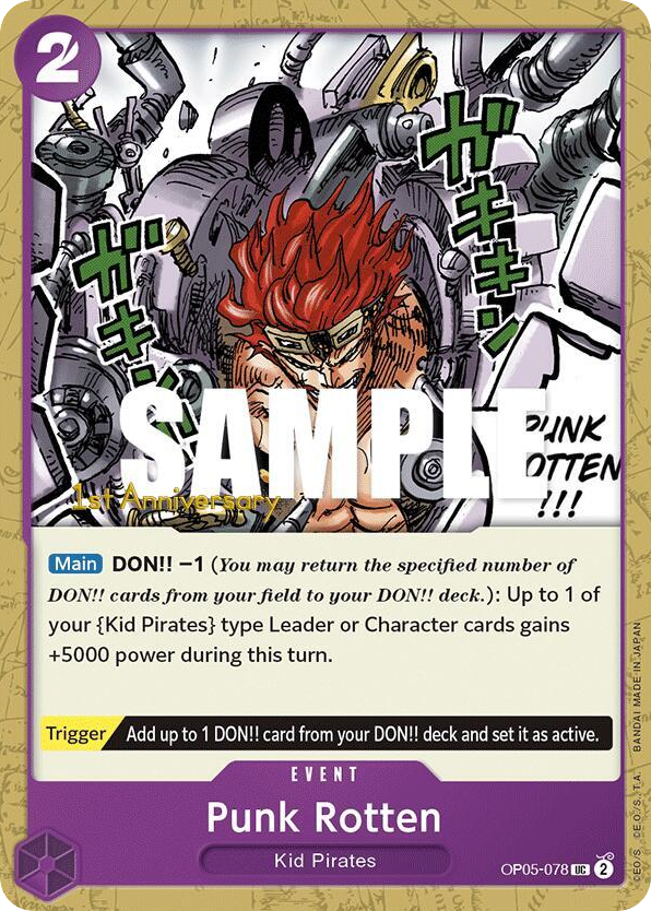 Punk Rotten OP05-078 First Anniversary Stamp card, Awakening of the New Era