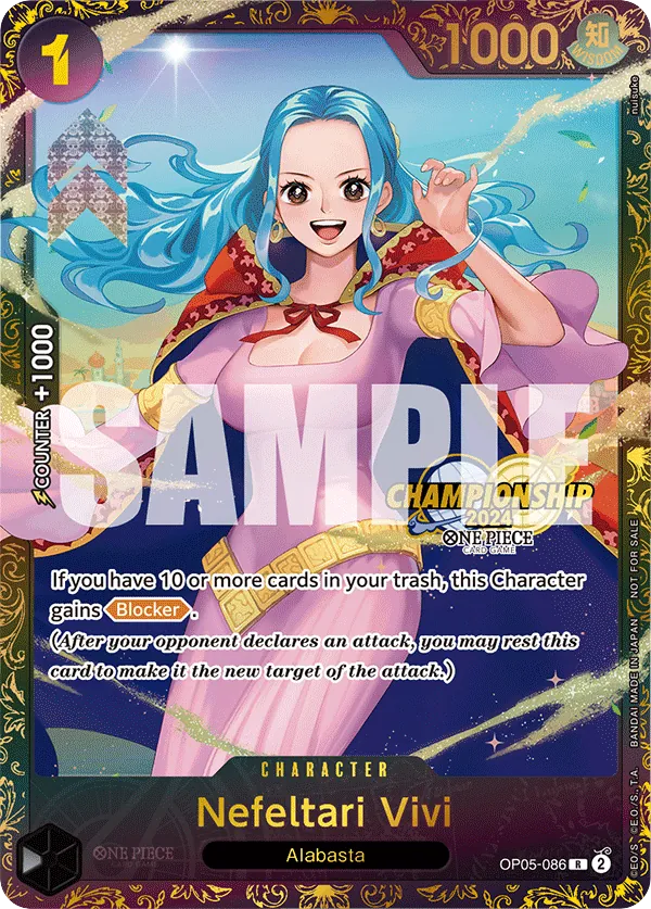 Nefeltari Vivi OP05-086 Championship Stamp 2024 card, Awakening of the New Era
