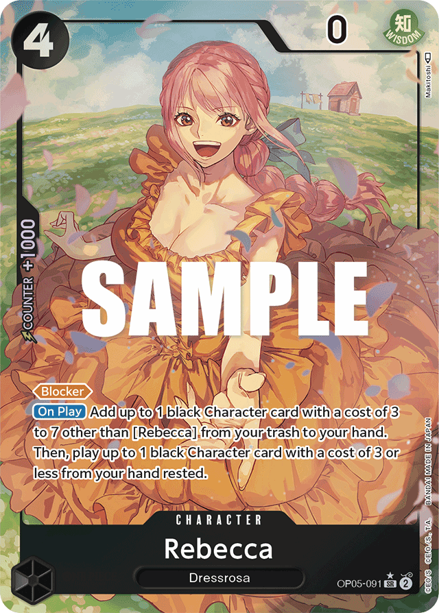 Rebecca OP05-091 Alt Art card, Awakening of the New Era