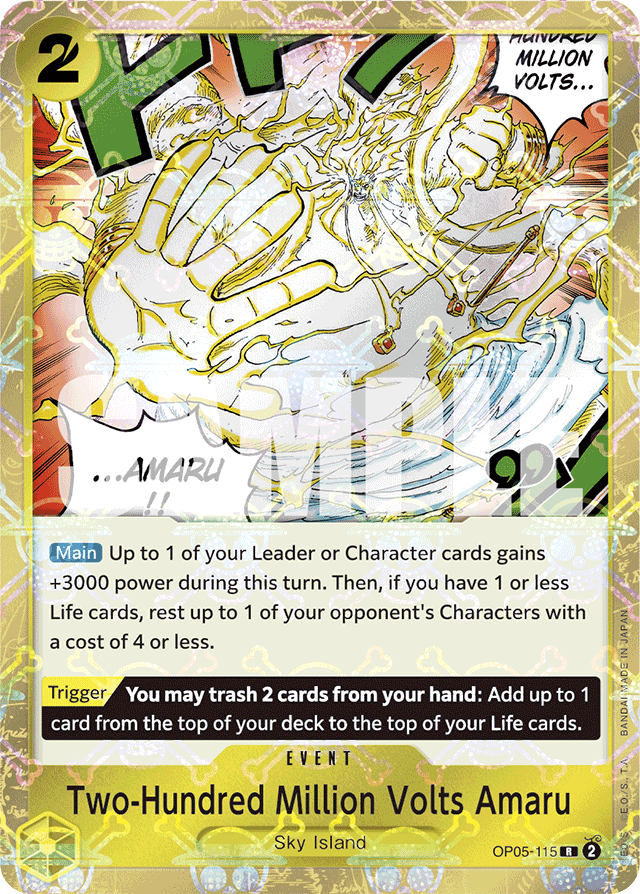 Two-Hundred Million Volts Amaru OP05-115 Jolly Roger Foil card, Awakening of the New Era