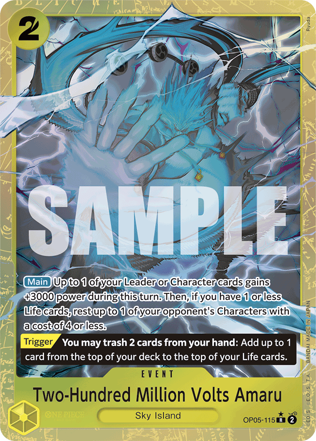 Two-Hundred Million Volts Amaru OP05-115 Premium Alt Art card, Awakening of the New Era