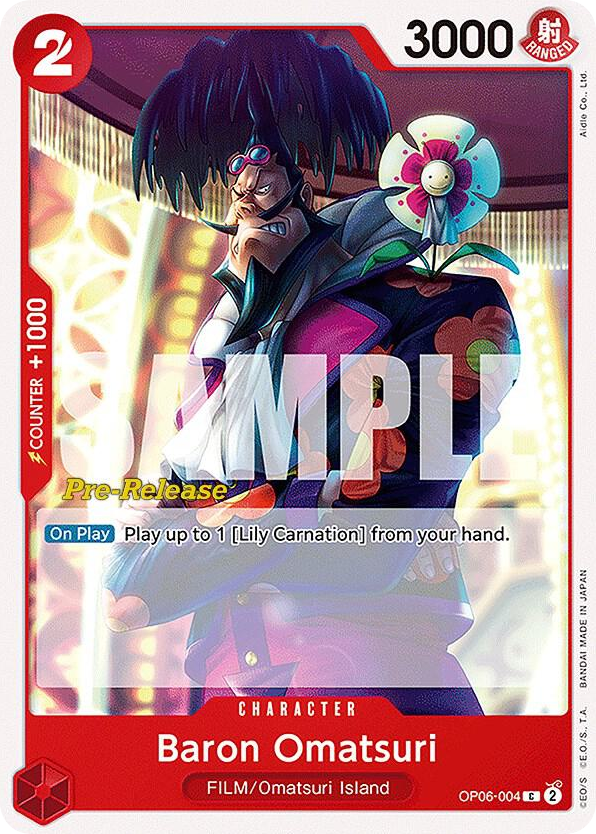 Baron Omatsuri OP06-004 Pre-Release Stamp card, Wings of the Captain