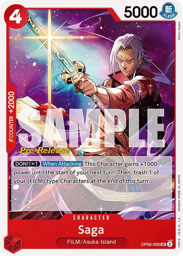 Saga OP06-006 Pre-Release Stamp card, Wings of the Captain