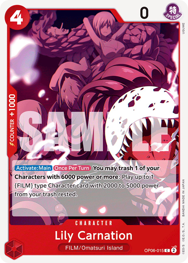 Lily Carnation OP06-015 card, Wings of the Captain