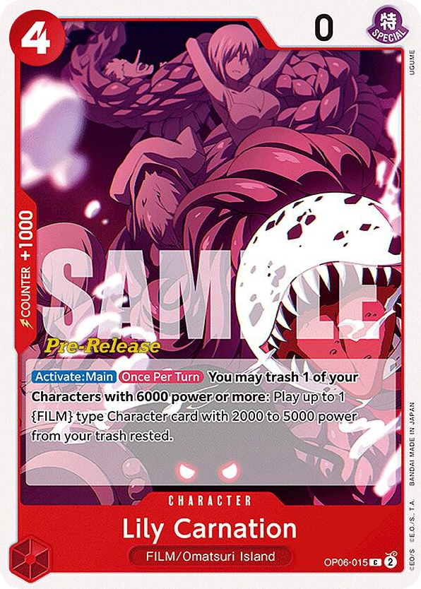 Lily Carnation OP06-015 Pre-Release Stamp card, Wings of the Captain