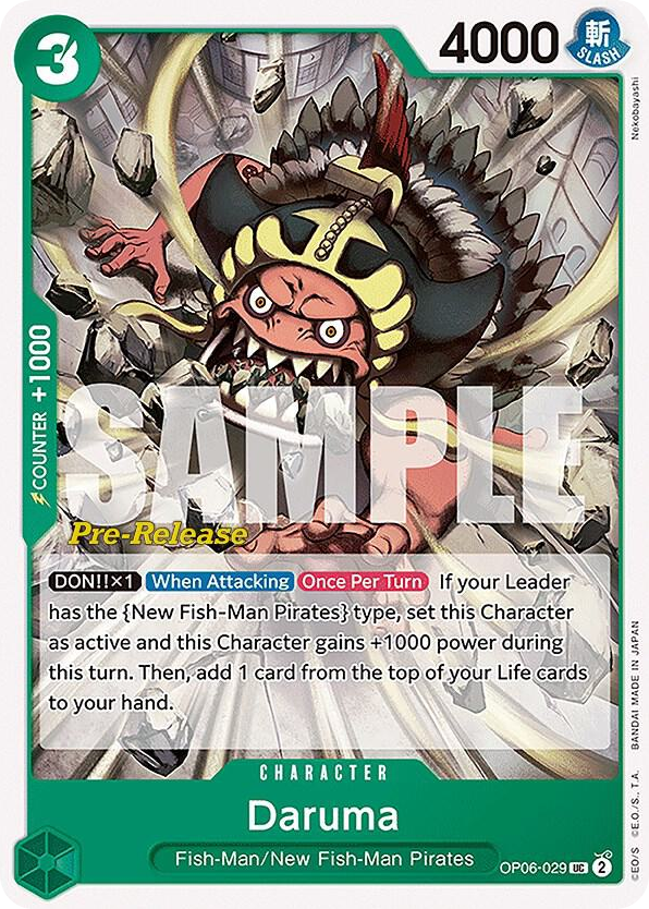 Daruma OP06-029 Pre-Release Stamp card, Wings of the Captain
