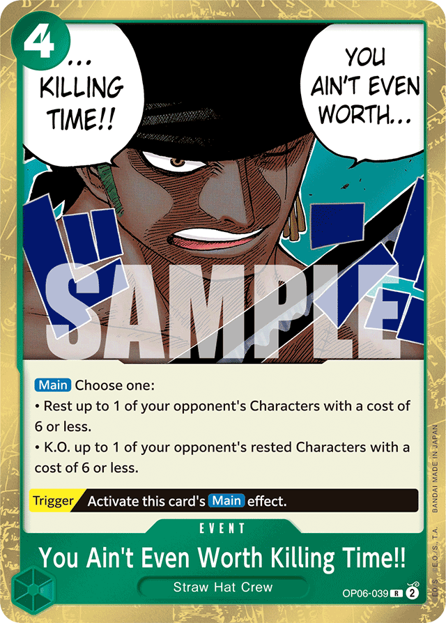 You Ain't Even Worth Killing Time!! OP06-039 card, Wings of the Captain