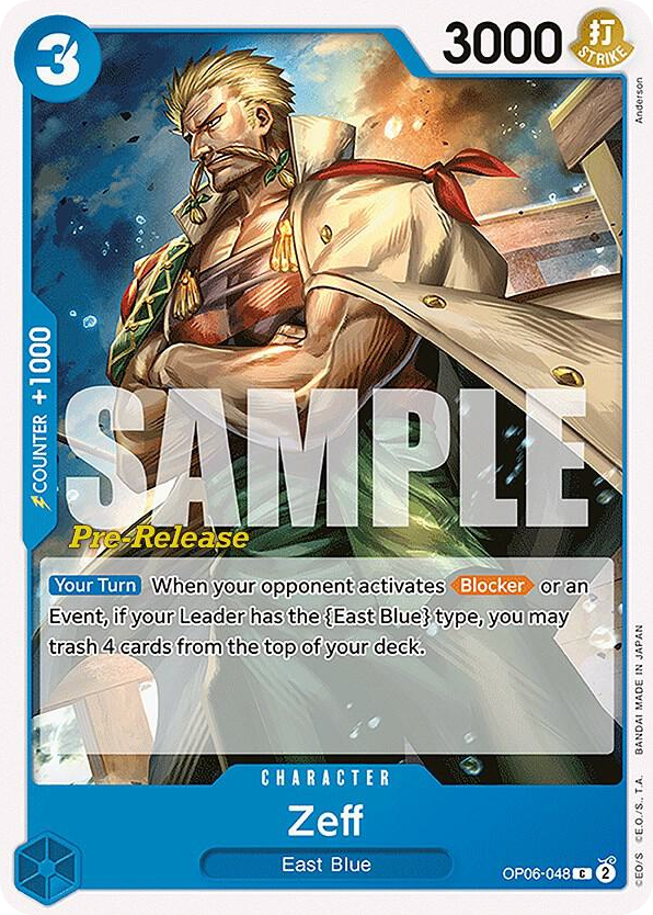 Zeff OP06-048 Pre-Release Stamp card, Wings of the Captain