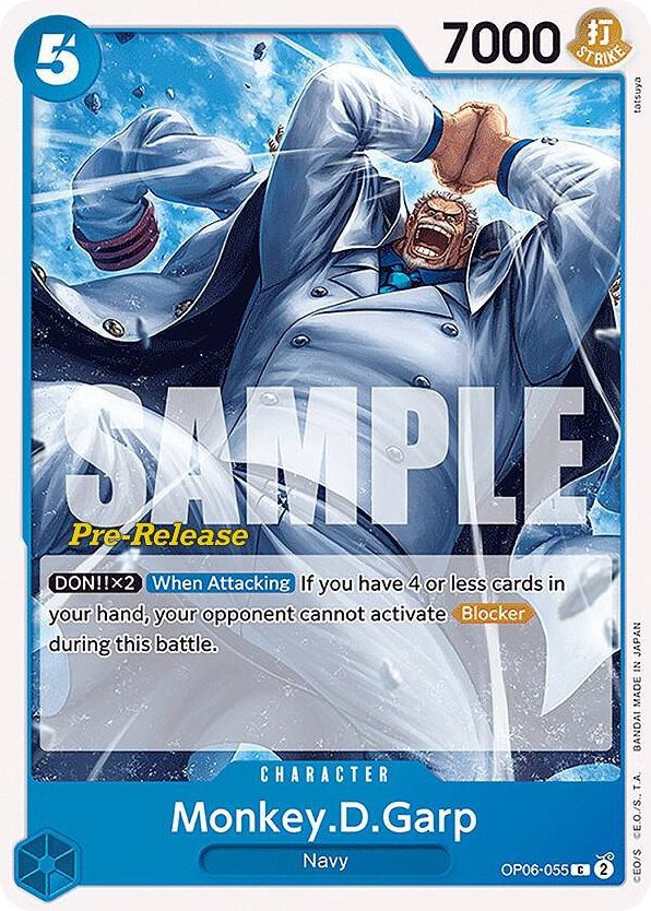 Monkey.D.Garp OP06-055 Pre-Release Stamp card, Wings of the Captain