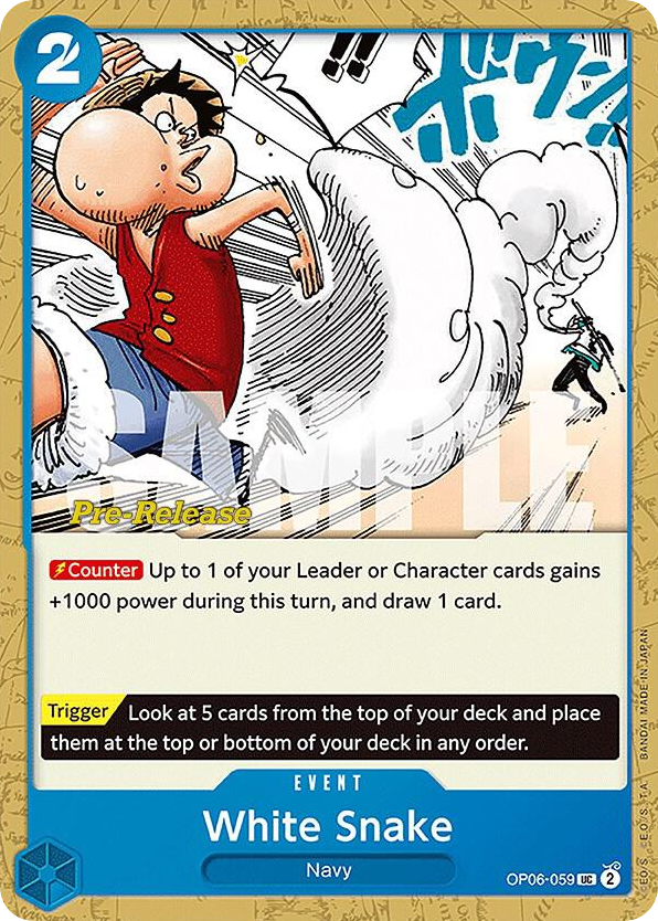White Snake OP06-059 Pre-Release Stamp card, Wings of the Captain
