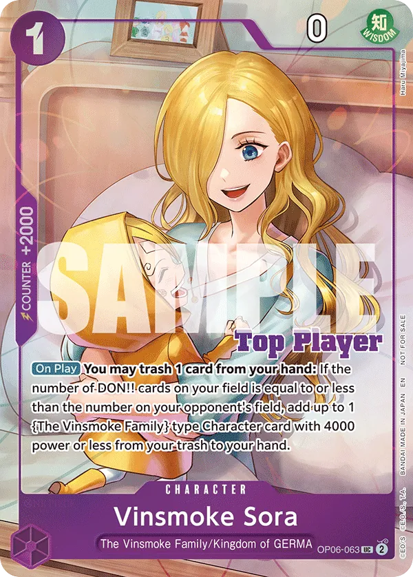 Vinsmoke Sora OP06-063 Top Player Stamp card, Wings of the Captain