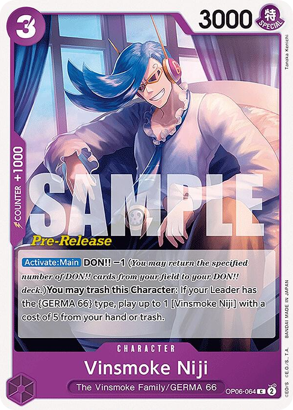 Vinsmoke Niji OP06-064 Pre-Release Stamp card, Wings of the Captain