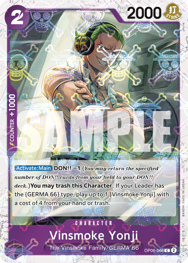 Vinsmoke Yonji OP06-066 Jolly Roger Foil card, Wings of the Captain