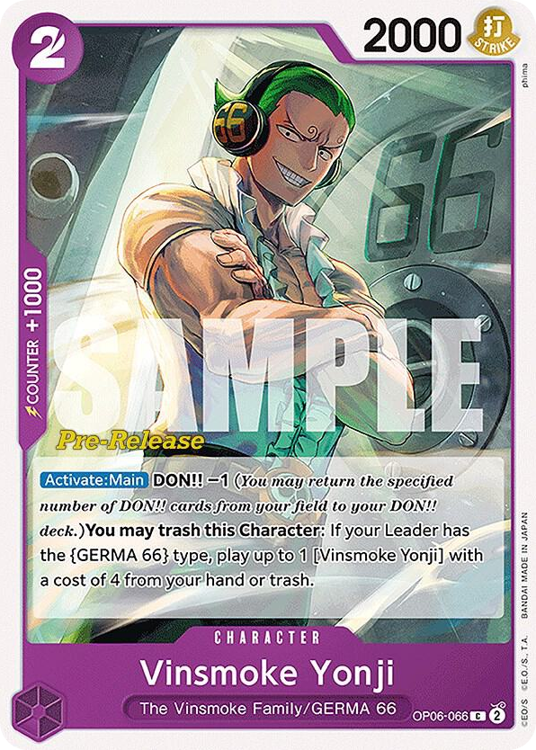 Vinsmoke Yonji OP06-066 Pre-Release Stamp card, Wings of the Captain