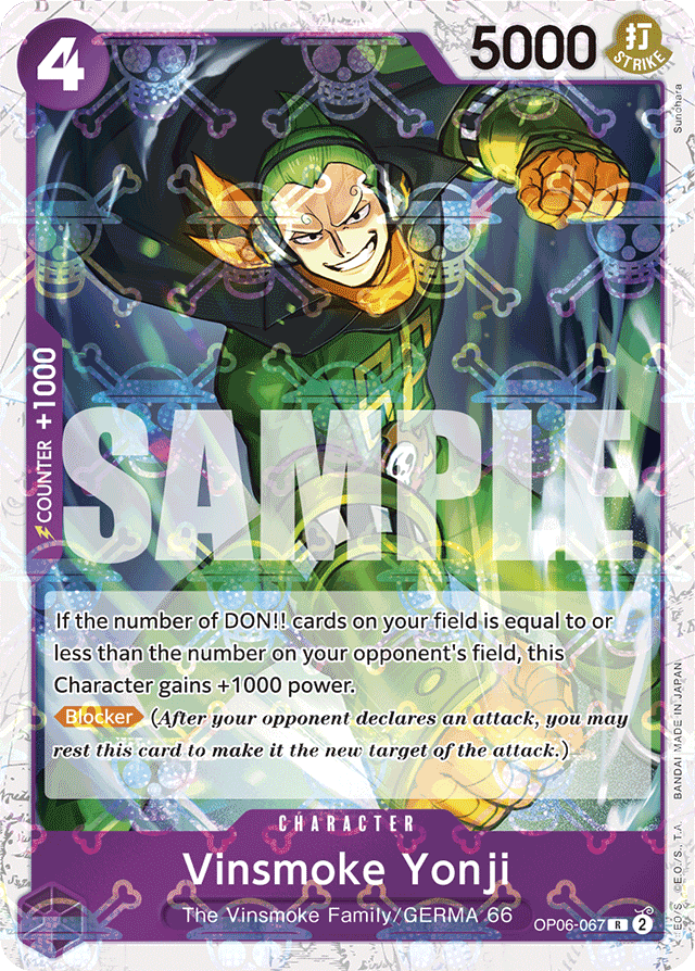 Vinsmoke Yonji OP06-067 Jolly Roger Foil card, Wings of the Captain