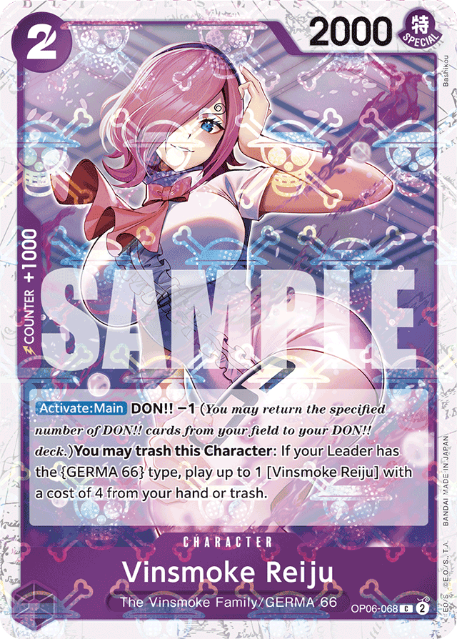 Vinsmoke Reiju OP06-068 Jolly Roger Foil card, Wings of the Captain