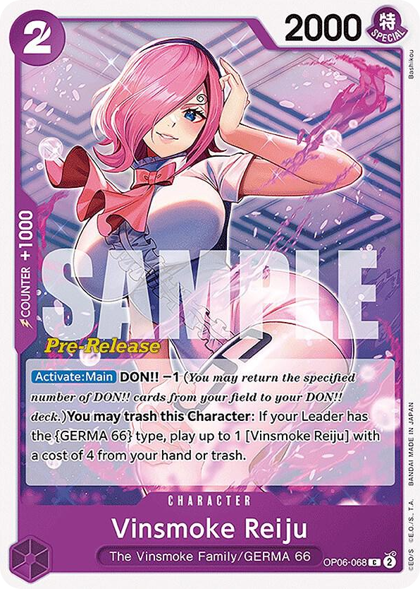 Vinsmoke Reiju OP06-068 Pre-Release Stamp card, Wings of the Captain