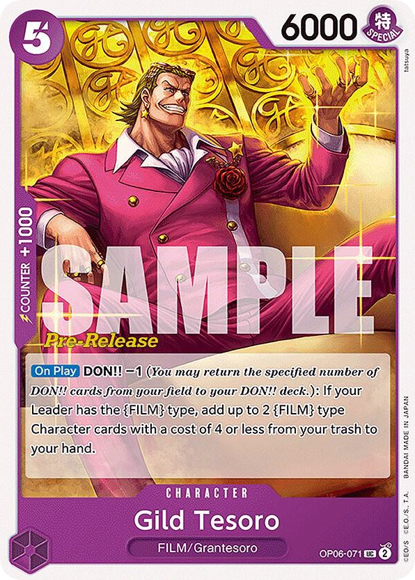 Gild Tesoro OP06-071 Pre-Release Stamp card, Wings of the Captain