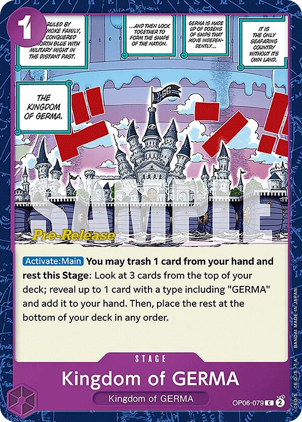 Kingdom of GERMA OP06-079 Pre-Release Stamp card, Wings of the Captain
