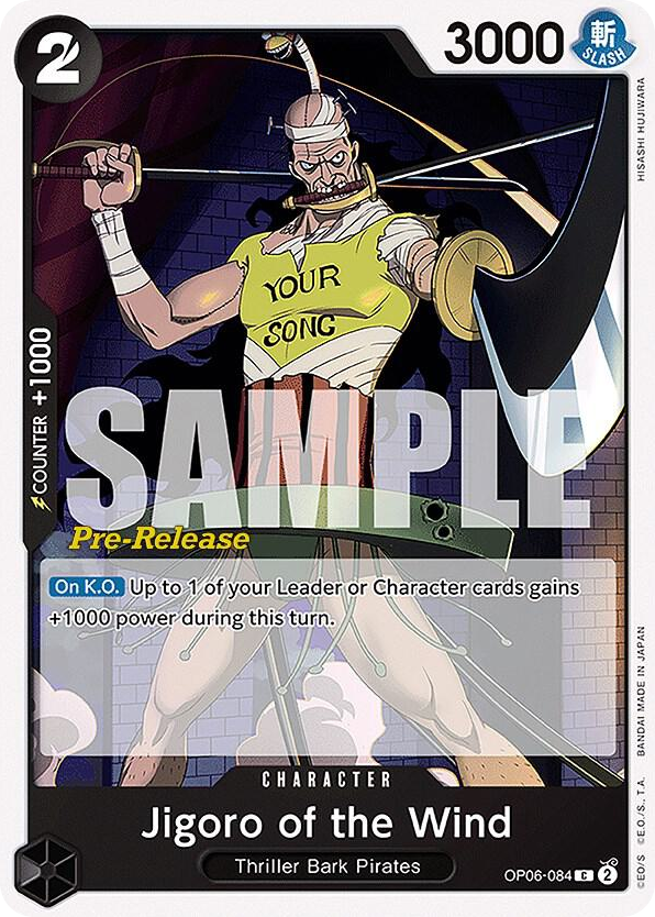 Jigoro of the Wind OP06-084 Pre-Release Stamp card, Wings of the Captain