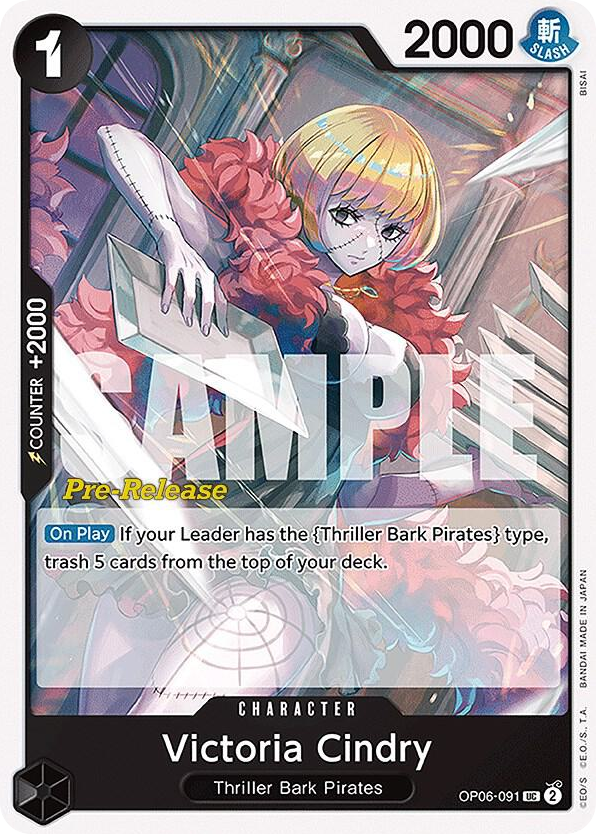 Victoria Cindry OP06-091 Pre-Release Stamp card, Wings of the Captain