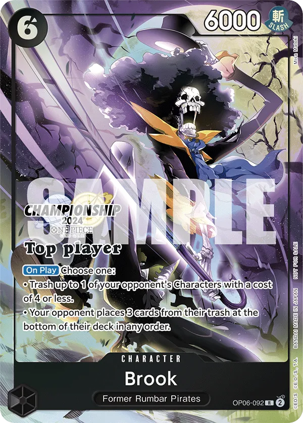 Brook OP06-092 Top Player Stamp card, Wings of the Captain