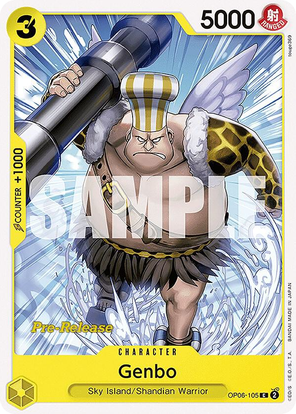 Genbo OP06-105 Pre-Release Stamp card, Wings of the Captain