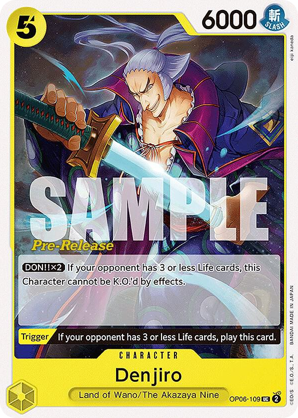 Denjiro OP06-109 Pre-Release Stamp card, Wings of the Captain