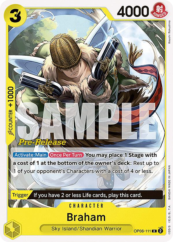 Braham OP06-111 Pre-Release Stamp card, Wings of the Captain