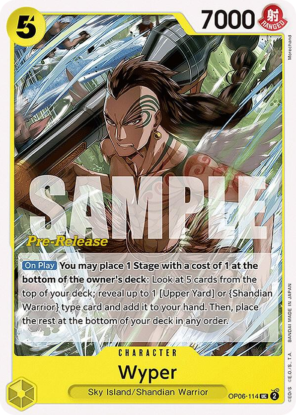 Wyper OP06-114 Pre-Release Stamp card, Wings of the Captain