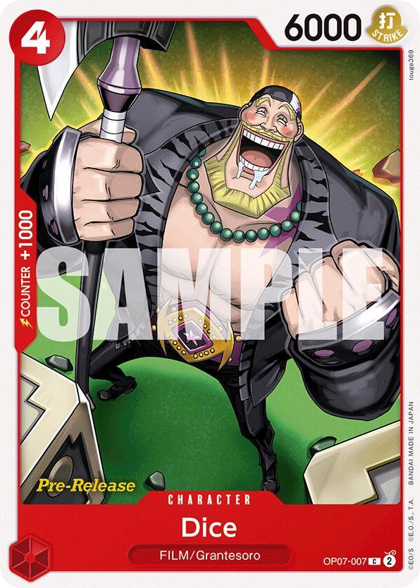 Dice OP07-007 Pre-Release Stamp card, 500 Years In The Future
