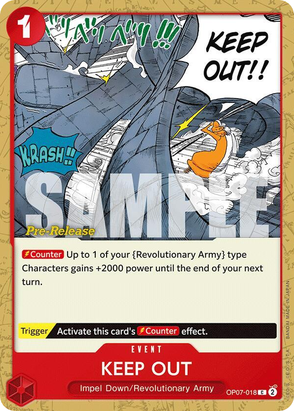 KEEP OUT OP07-018 Pre-Release Stamp card, 500 Years In The Future
