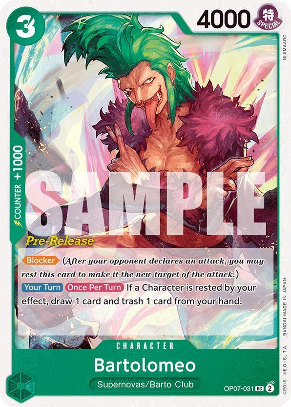 Bartolomeo OP07-031 Pre-Release Stamp card, 500 Years In The Future