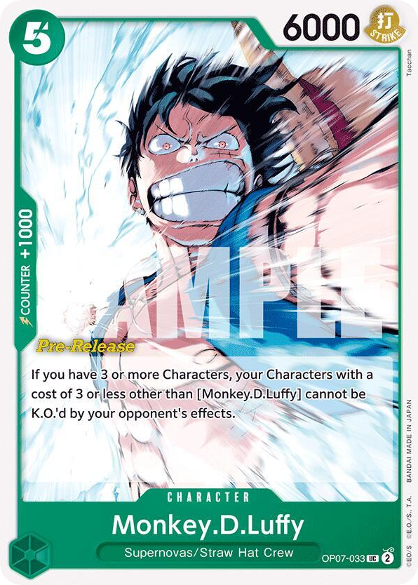 Monkey.D.Luffy OP07-033 Pre-Release Stamp card, 500 Years In The Future