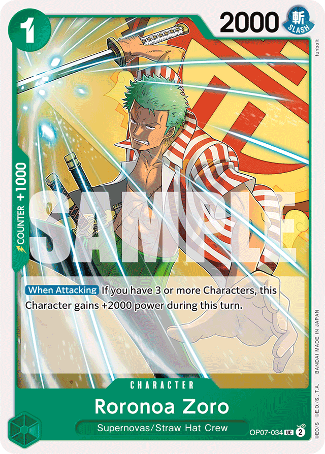 Roronoa Zoro OP07-034 card, 500 Years In The Future