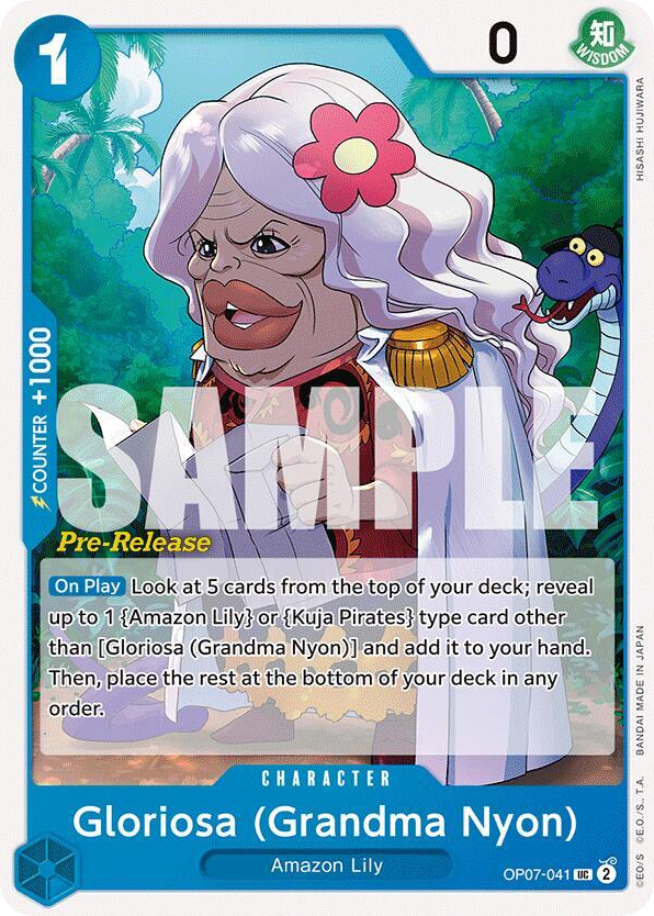 Gloriosa (Grandma Nyon) OP07-041 Pre-Release Stamp card, 500 Years In The Future