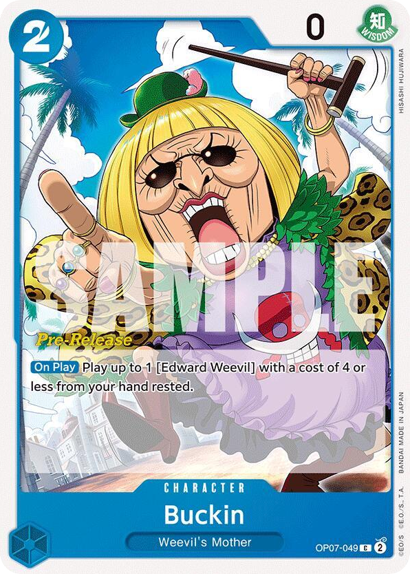 Buckin OP07-049 Pre-Release Stamp card, 500 Years In The Future