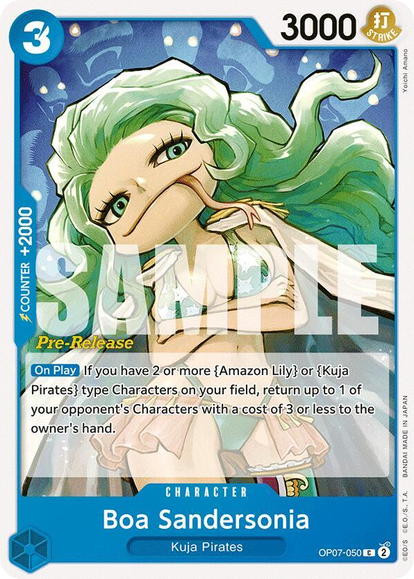 Boa Sandersonia OP07-050 Pre-Release Stamp card, 500 Years In The Future
