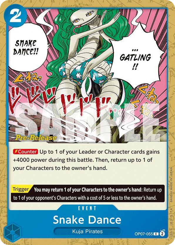 Snake Dance OP07-055 Pre-Release Stamp card, 500 Years In The Future