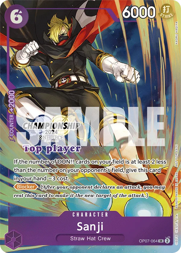 Sanji OP07-064 Top Player Stamp card, 500 Years In The Future