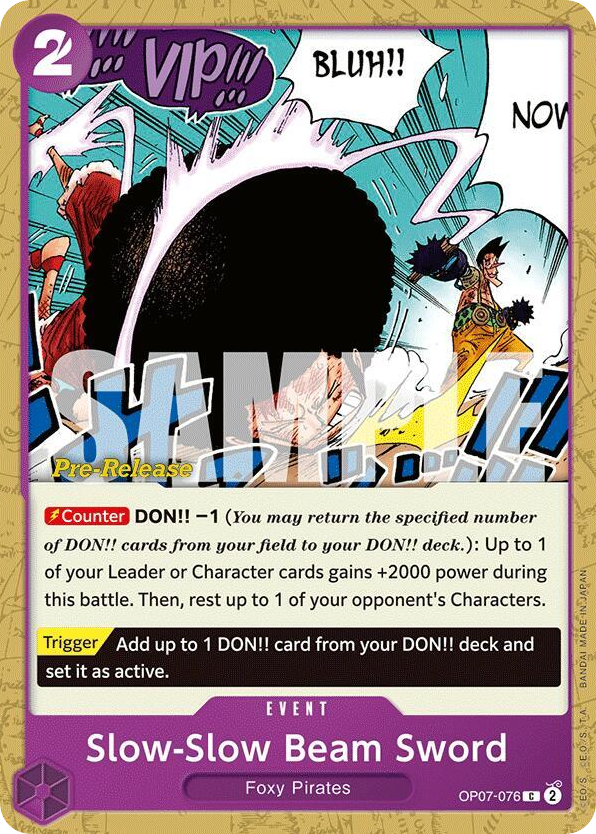 Noro Noro Beam Sword OP07-076 Pre-Release Stamp card, 500 Years In The Future