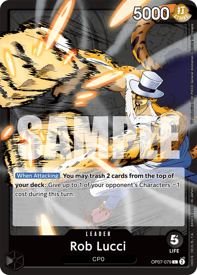 Rob Lucci OP07-079 card, 500 Years In The Future