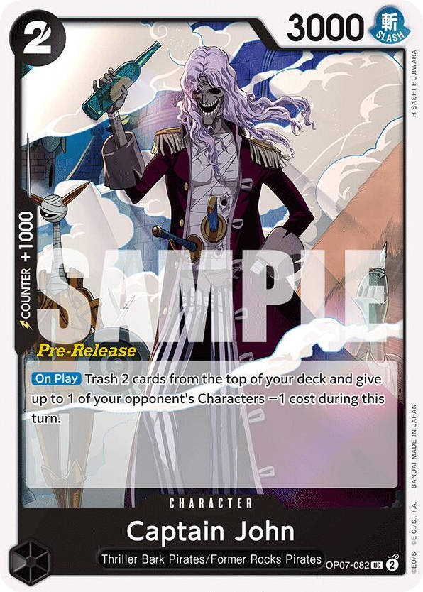 Captain John OP07-082 Pre-Release Stamp card, 500 Years In The Future